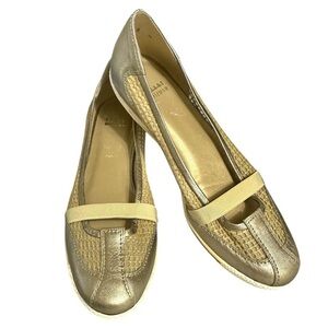 Stuart Weitzman- Gold Slip On Sporty Loafer- Size 8M